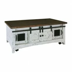 Best Sale ๐ Nolan 50 in. Rectangle Coffee Table in White with Brown Top by Picket House Furnishings โจ