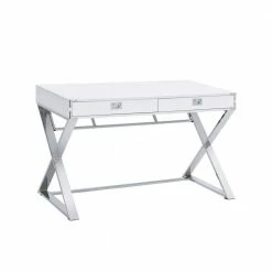 Coupon ⭐ Estelle 47 in. Rectangle White Metal 2 Drawer Computer Desk by Picket House Furnishings ✔️