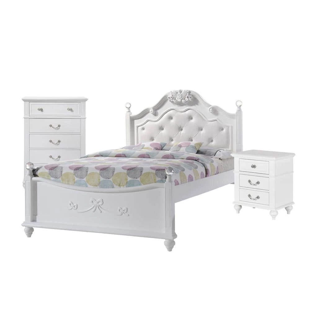 Outlet 😀 Annie 3-Piece White Full Platform Bedroom Set with Storage Trundle by Picket House Furnishings ✔️
