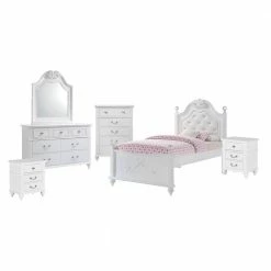 Hot Sale 🌟 Annie 6-Piece White Twin Platform Bedroom Set by Picket House Furnishings 🤩