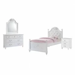 Deals ⭐ Annie 4-Piece White Twin Platform Bedroom Set with Storage Trundle by Picket House Furnishings 😀