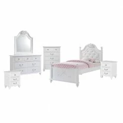 New 😍 Annie 6-Piece White Twin Platform Bedroom Set with Storage Trundle by Picket House Furnishings 🔥